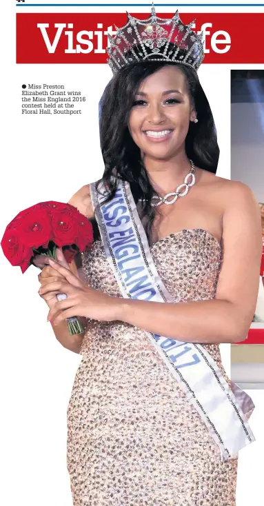  ??  ?? Miss Preston Elizabeth Grant wins the Miss England 2016 contest held at the Floral Hall, Southport