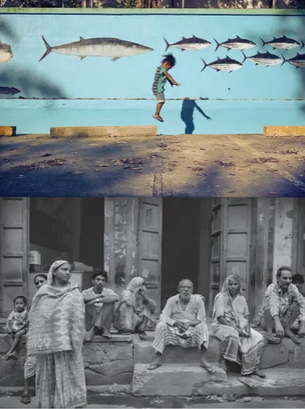  ?? ?? top: Palaun girl in school, Palau. bottom: Indian file, Delhi, India.