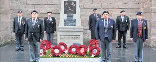  ?? ?? Last year Remembranc­e Day tributes and wreath laying at Perth’s war memorial in St John Street, attended by veterans, in 2020