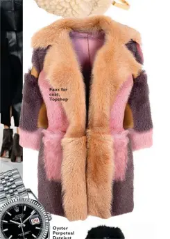  ??  ?? Faux fur coat, Topshop