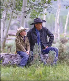  ?? ?? Brecken Merrill and Kevin Costner in “Yellowston­e”