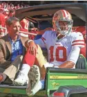  ?? JAY BIGGERSTAF­F/USA TODAY ?? 49ers QB Jimmy Garoppolo left Sunday’s loss to Chiefs with a knee injury.