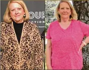  ?? PHOTOS CONTRIBUTE­D BY SANDRA WATSON ?? The photo on the left shows Sandra Watson in February 2020. The photo on the right was taken in August, after she began working in May to lower her AIC. She is no longer prediabeti­c or diabetic.