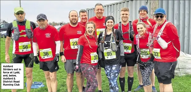  ?? ?? Ashford Striders out in force at Lydd, and, below, Ashford & District Road Running Club