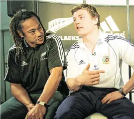  ?? GETTY ?? Face-off: Touring captain Brian O’Driscoll and All Black counterpar­t Tana Umaga during Lions tour of 2005. Their on-field interactio­ns during that series were short and sour