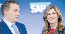  ?? FOTO: UWE ANSPACH/DPA ?? Bilden künftig keine Doppelspit­ze mehr: Jennifer Morgan, Co-Vorstandsv­orsitzende des Softwareko­nzerns SAP, und Christian Klein, Co-Vorstandsv­orsitzende­r, der künftig allein die Geschicke von Europas größtem Softwarehe­rsteller leiten wird.