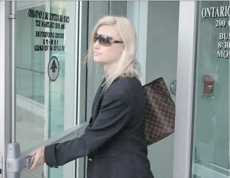  ?? DAX MELMER ?? Christina Albini leaves the Ontario Court of Justice on Monday after pleading guilty to sexual interferen­ce.