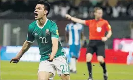  ?? FOTO: AP ?? Hirving Lozano celebra el tanto marcado con México