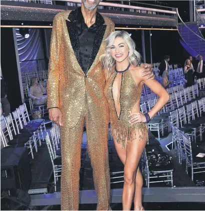  ?? Stars: Athletes Picture: AFP ?? Kareem Abdul-Jabbar and Lindsay Arnold attend ABC’s Dancing With The season 26 show in Los Angeles at the weekend.