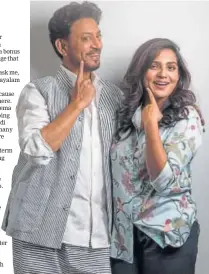  ?? PHOTO: AALOK SONI/HT ?? Irrfan and Parvathy