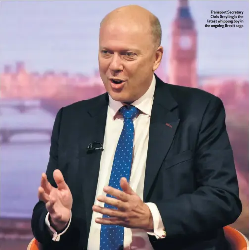  ??  ?? Transport Secretary Chris Grayling is the latest whipping boy in the ongoing Brexit saga