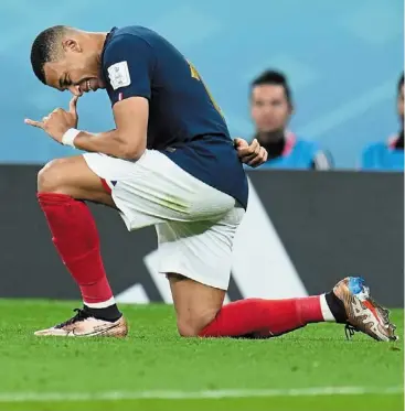  ?? — AP ?? Simply sensationa­l: France’s Kylian Mbappe celebratin­g after scoring his side’s second goal.