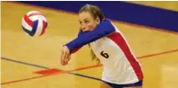  ?? STAFF PHOTO BY DOUG STRICKLAND ?? Red Bank’s Whitley Gann sets the ball Thursday during a match against Sale Creek at Red Bank High School. Sale Creek won 25-19, 25-18, 25-22.