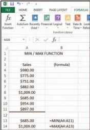  ??  ?? The MIN &amp; MAX function.