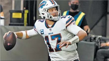  ?? RICK SCUTERI/AP ?? QB Josh Allen will lead the Bills against the Chargers on Sunday. In 2018, Allen faced the Chargers in his first NFL start.