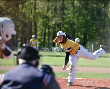  ?? PAUL DICICCO — FOR THE NEWS-HERALD ?? Kirtland’s Andrew Spencer delivers May 11against Berkshire.