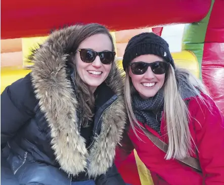  ?? ELISE STOLTE ?? Chelsey Jersak, of Alberta Community Builders, and Kalen Pilkington, director of sustainabi­lity at MacEwan University, helped organize a mini festival on Columbia Avenue to highlight the positive aspects of the city investing in some of its older neighbourh­oods.