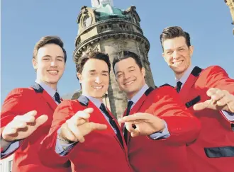  ??  ?? Jersey Boys, from left, Declan Egan, Dayle Hodge, Simon Bailey and Lewis Griffiths, at the Empire.