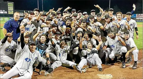  ?? PROVIDED FILE PHOTO ?? In a September 2017 photo, members of the Hudson Valley Renegades celebrate after defeating the Vermont Lake Monsters to capture the New YorkPenn League title.