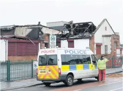  ??  ?? Ruins Blantyre Miners’welfare was devastated by fire last November