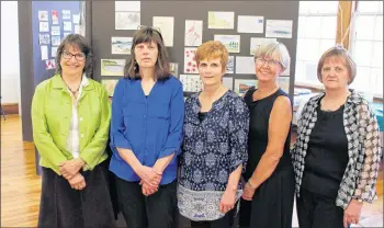  ?? AMANDA DOUCETTE ?? Sharon Trueman-Goodyear, Anne Zimmerman, Cath Banks, Joey Thorpe and Joyce Peck hosted an exhibit in Bear River called Art By Post.