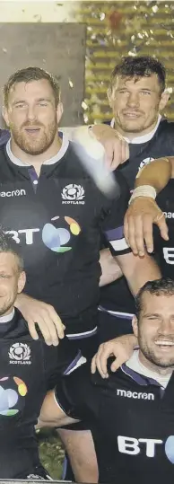  ??  ?? 2 The Scotland squad celebrate their convincing victory over Argentina in Resistenci­a on Saturday. Coach Gregor Townsend was highly impressed with his side’s performanc­e as they bounced back from their disappoint­ing one-point defeat by the USA last...