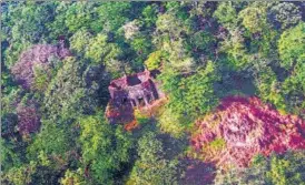  ?? YOGESH NAIK/HT PHOTO ?? An aerial view of the ‘Bhoot Bangla’ which was constructe­d in 1860. It is located in the core zone of the Sanjay Gandhi National Park.