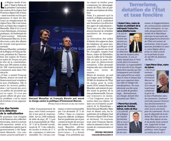  ?? (Photos Franck Pennant et doc Var-matin) ?? Renaud Muselier et François Baroin ont mené la charge contre la politique d’Emmanuel Macron.