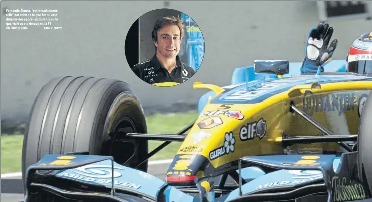  ?? FOTO: C. CHAVES ?? Fernando Alonso, “extremadam­ente feliz” por volver a la que fue su casa durante dos épocas distintas, y en la que vivió su era dorada en la F1 en 2005 y 2006