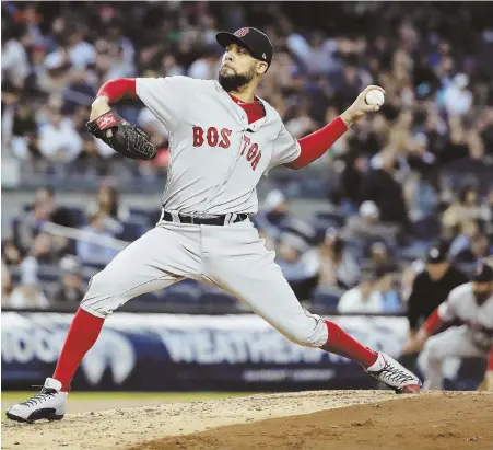  ?? AP PHOTO ?? LOST CAUSE: David Price pitches during the Red Sox’ loss to the Yankees last night in New York. Price gave up six runs over five innings.
