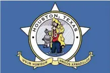  ?? Ken Ellis illustrati­on / Houston Chronicle ?? Cort McMurray suggests the city of Houston design a new flag that incorporat­es the photo and a new city motto, “Ipsum humidum. Amicos armadillos,” which translates to “Very wet. Friends of armadillos,” along with a few other tweaks.