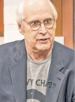  ??  ?? SEEING STARS: Chevy Chase, at left during a appearance last month on British TV, allegedly got a swift kick from Michael Landrio, at right outside his parents’ Long Island home Thursday, during a road-rage incident near the Mario Cuomo/Tappan Zee...