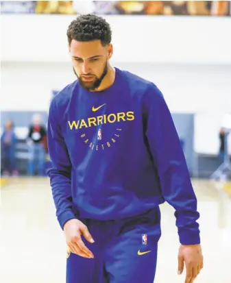  ?? Gabrielle Lurie / The Chronicle ?? Warriors guard Klay Thompson, who shot a career-best 44 percent from three-point range last season, is shooting a career-worst 34.4 percent from behind the arc this season.