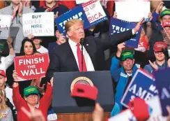  ?? AFP ?? US President Donald Trump speaks during a campaign rally at Southport High School in Indianapol­is, Indiana, on Friday.