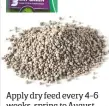  ??  ?? Apply dry feed every 4-6 weeks, spring to August