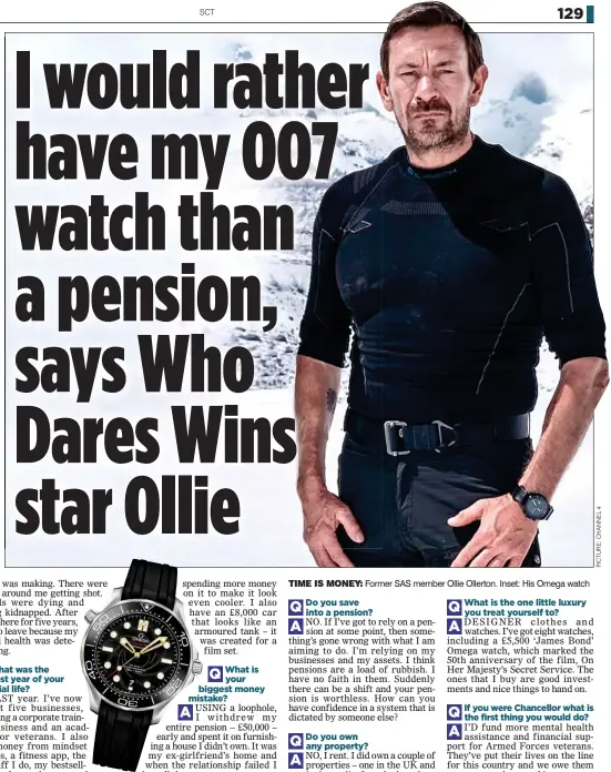  ??  ?? TIME IS MONEY: Former SAS member Ollie Ollerton. Inset: His Omega watch