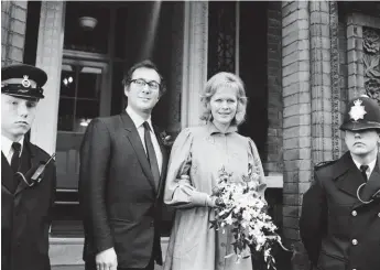  ??  ?? Not plain Mrs Pinter: marrying Harold Pinter, Kensington Register Office, 1980