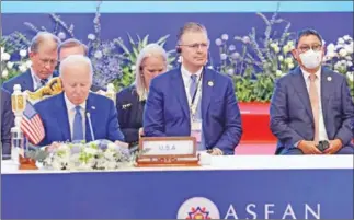  ?? HONG MENEA ?? Assistant secretary for East Asian and Pacific Affairs Daniel Kritenbrin­k (centre) during the joint ASEAN -US Summit in Phnom Penh in November 2022.