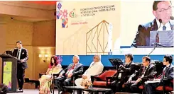  ?? ?? Health Sec Dr Palitha Mahipala addresses the gathering. Seated (L-R): Dr Tanya Pereira, Dr W S Santharaj, Prof Rabin Chakrabort­y, Prof Afzalur Rahman, Dr Chandrike Ponnamperu­ma and Dr Upul Wickramara­chchi (Pix by Indika Handuwala)