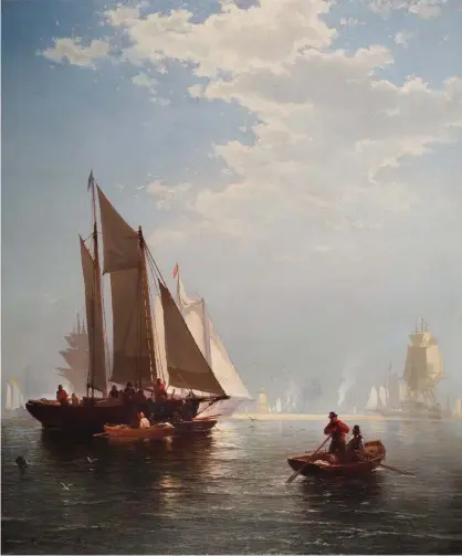  ??  ?? Edward Moran (1829-1901), New York Harbor. Oil on canvas, 30 x 251⁄16 in., signed lower left: ‘Edward Moran’; on verso: ‘Edward Moran. / New York 1874’.