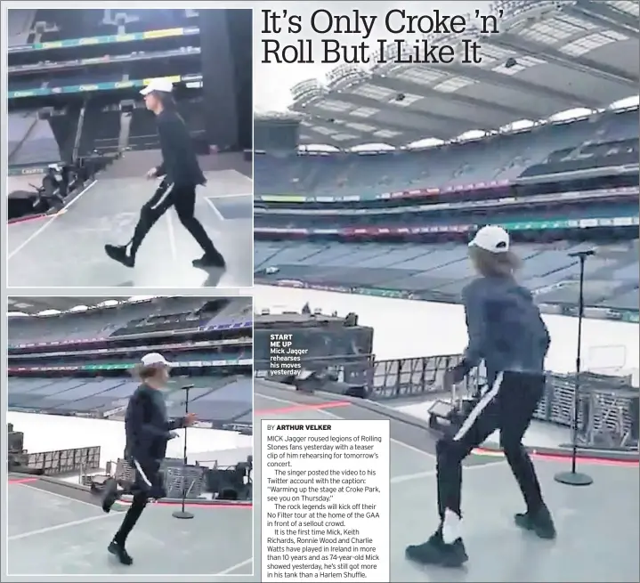  ??  ?? START ME UP
Mick Jagger rehearses his moves yesterday