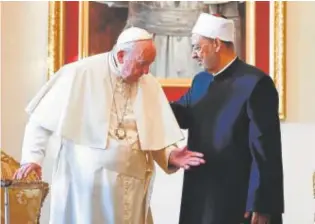  ?? //REUTERS ?? Francisco se encontró con el gran imán de Al-Azhar