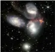  ?? The Associated Press ?? This image shows Stephan’s Quintet, a visual grouping of five galaxies captured by the Webb Telescope’s Near-Infrared Camera.