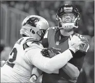  ?? AP/DAVID GOLDMAN ?? Quarterbac­k Matt Ryan (right) is in the playoffs for the sixth time in his career, and although the Atlanta Falcons finished the regular season with a 10-6 record, they’re the only NFC team to return to the playoffs.