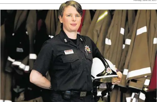  ??  ?? EQUAL PAY: Karla Stevenson, of the Fire and Rescue service, which formed part of a report looking at the gender pay gap in profession­s