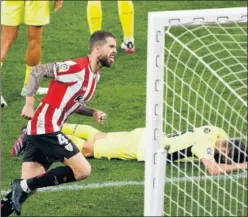  ??  ?? Iñigo Martínez, tras marcar el 2-1 ante el Atleti en San Mamés.