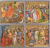  ?? FOTO: STEPHAN KUBE, ?? Die vier linken Tafeln des Hochaltars aus Kamp mit Szenen aus der Bibel.