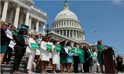  ?? Photograph: Jonathan Ernst/Reuters ?? Democratic congresswo­men a hold news conference to highlight vote on abortion access legislatio­n at the US Capitol in Washington.