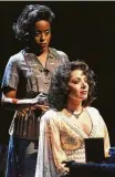  ??  ?? Estee Burks plays Taylor’s hairdresse­r. “Cleo” shows how fame, power, sex and gossip are intertwine­d today.