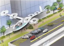  ?? HAND OUT / Uber ?? An illustrati­on shows Uber's proposal for flying vehicles.